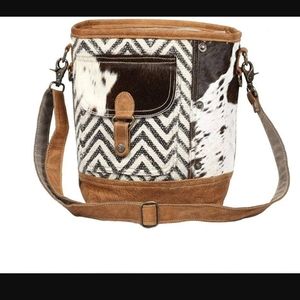 Myra Bag Women's Moire Upcycled Canvas & Cowhide Pocket Shoulder Bag
